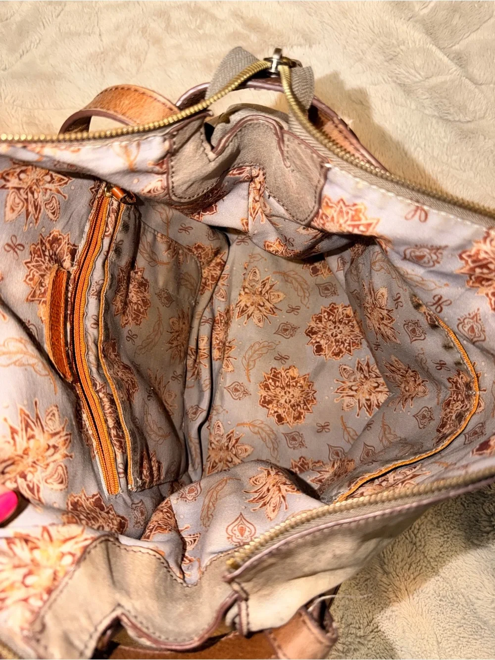Y2K Vintage HOBO International Gray Slouchy Leather Shoulder Bag Tote Two Tone